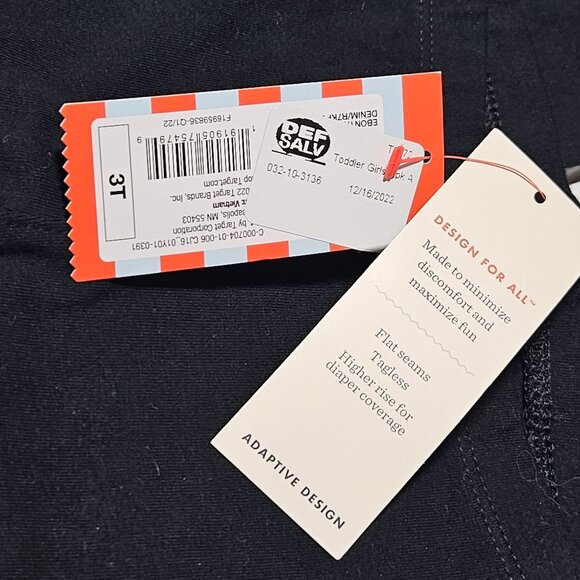 Cat & Jack Black Legging Pants Toddler Girls Size 3 T Adaptive Design High Rise - Picture 4 of 5